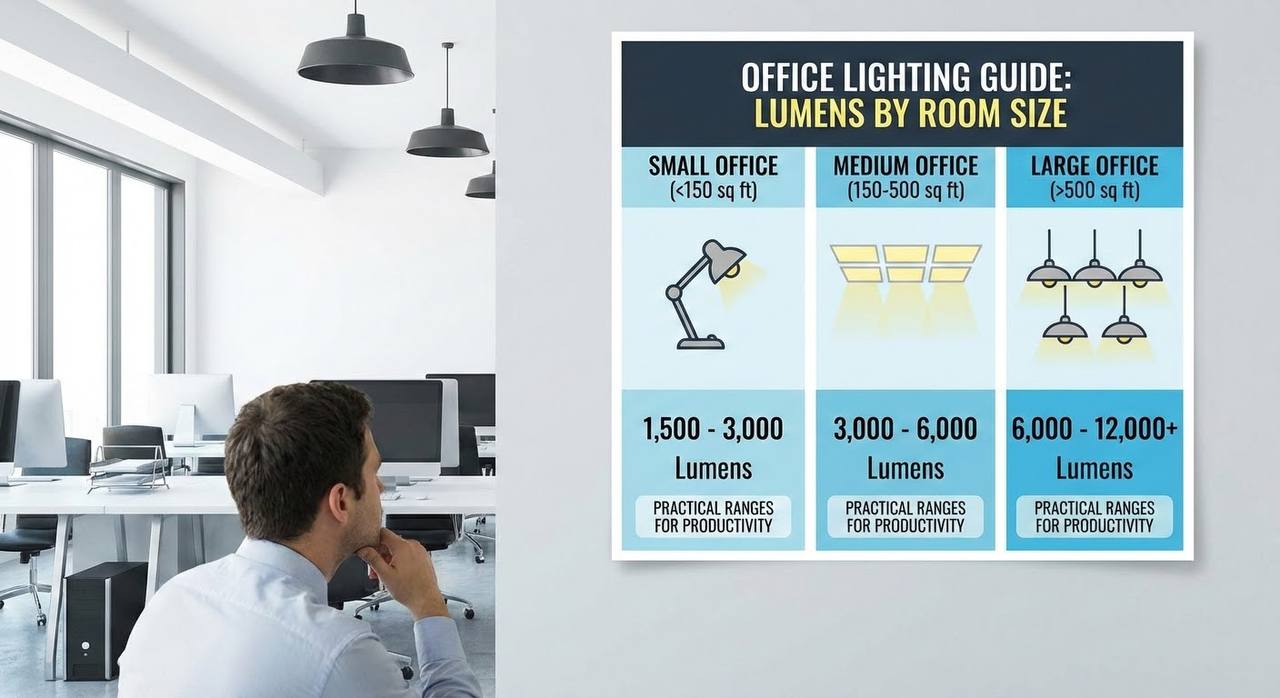 How Many Lumens for Office Lighting? Practical Ranges by Room Size